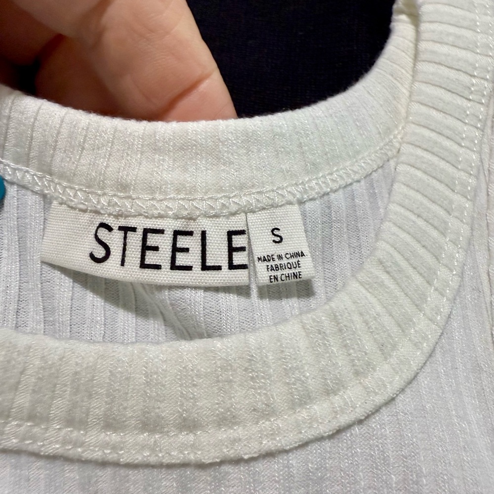 NWT Steele Lizeth Black Viscose Bolero White Ribbed Crop Muscle Tank Set Small - Picture 12 of 15